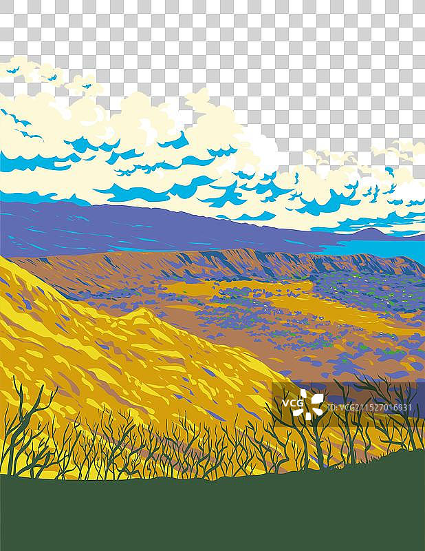 美国夏威夷钻石头火山口峰顶WPA图片素材