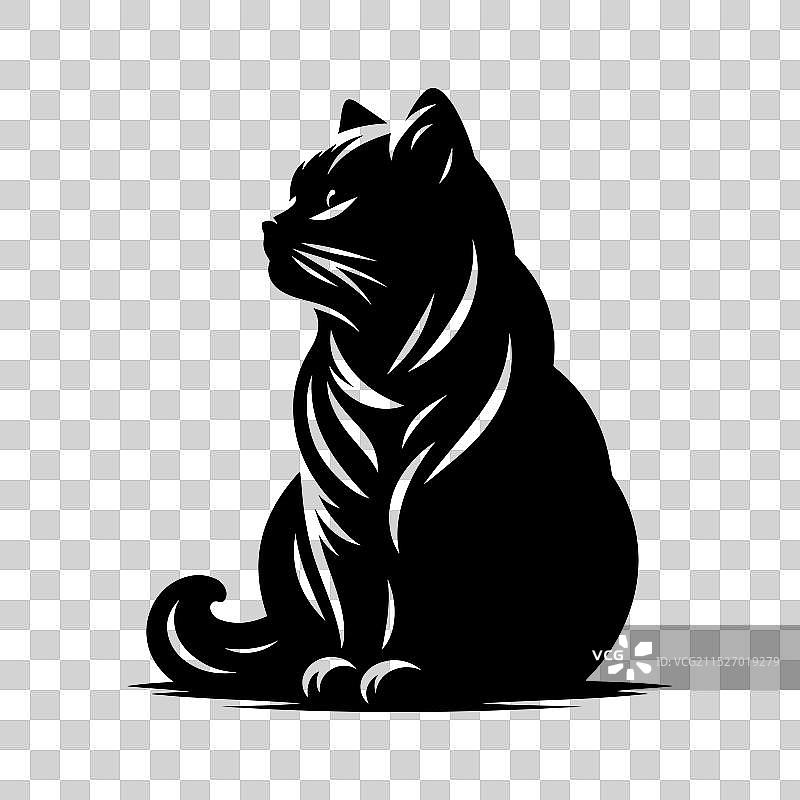 戴墨镜的猫头剪影艺术图片素材