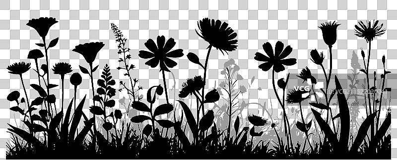 野花剪影图片素材