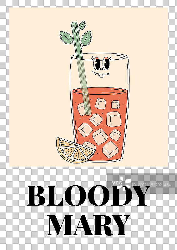 时髦人物血腥玛丽复古夏季海报图片素材