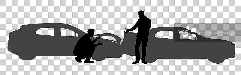 两名男子因车祸发生争执图片素材