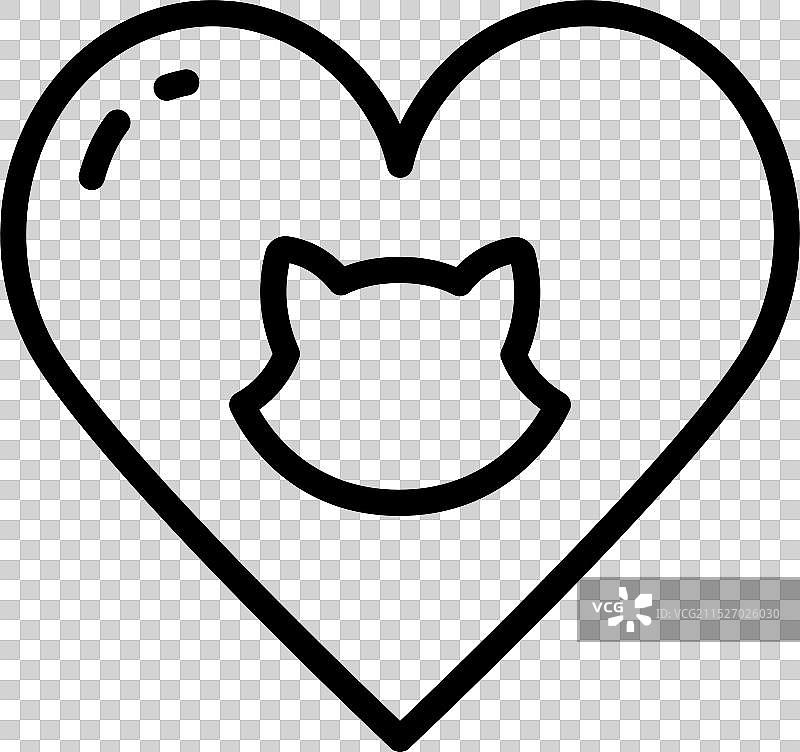 带有爱心图标的猫头，白色背景上的猫脸设计图片素材