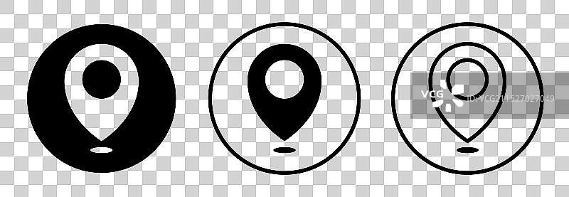 各种风格的圆形位置图钉图标图片素材
