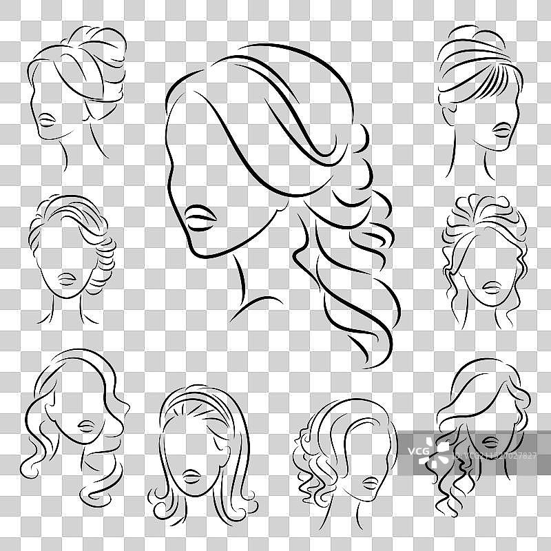 女士长短发型合集图片素材