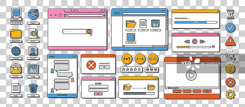 90年代复古界面元素蒸汽波用户图片素材