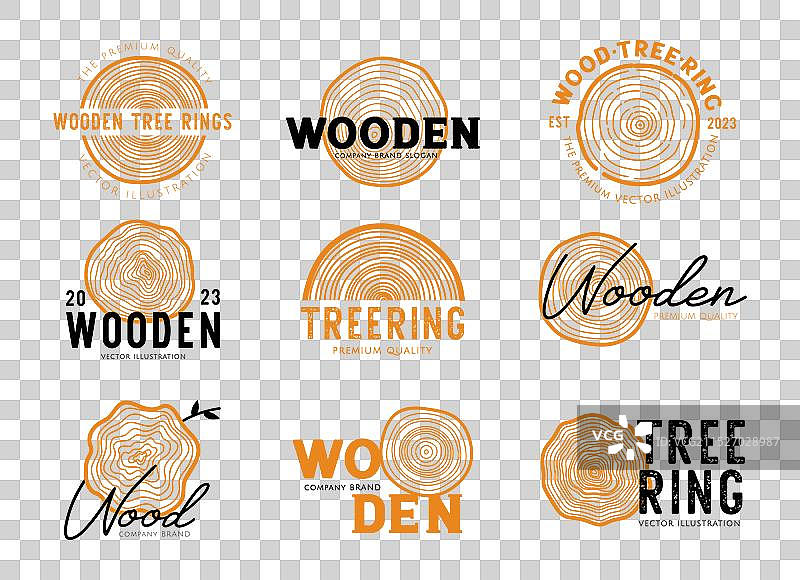 用于平面设计的木质标签树轮纹理图片素材