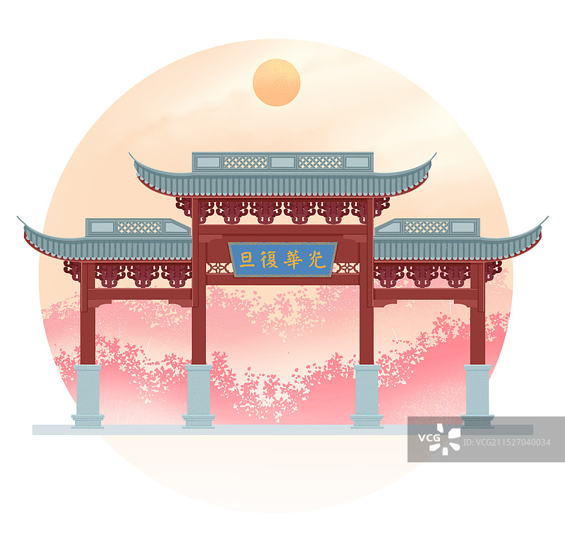 扁平建筑插画浙江杭州城市风光图片素材