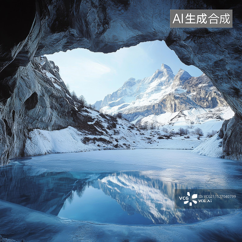 【AI数字艺术】神秘的冰洞蓝洞图片素材