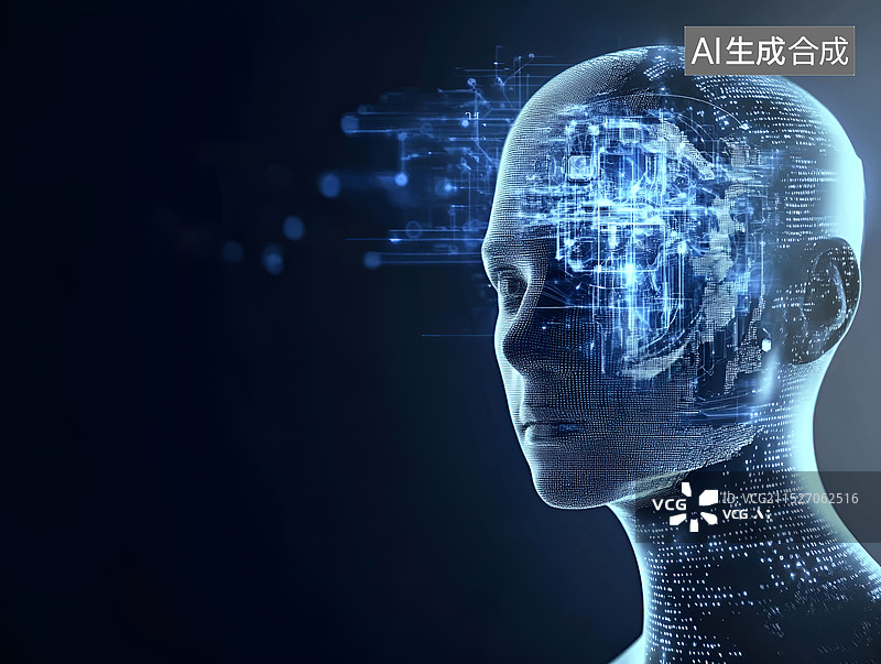 【AI数字艺术】未来脑机接口全息头像图片素材