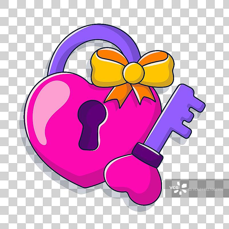 彩色手绘锁和钥匙婚礼剪贴画图片素材
