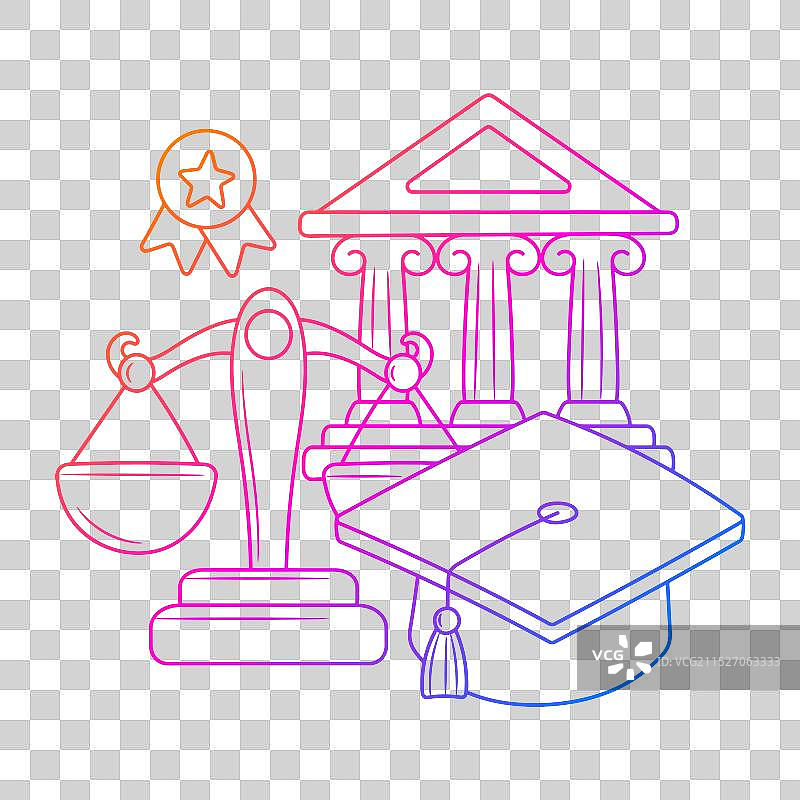 手绘渐变法院涂鸦图片素材