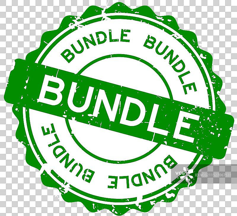 做旧绿色捆绑词圆形橡胶印章图片素材