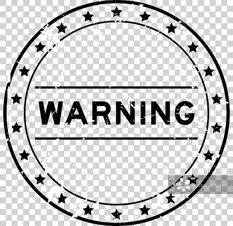 黑色Grunge风格warning圆形印章图片素材