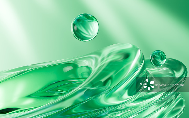 抽象流动的玻璃曲线背景3D渲染图片素材