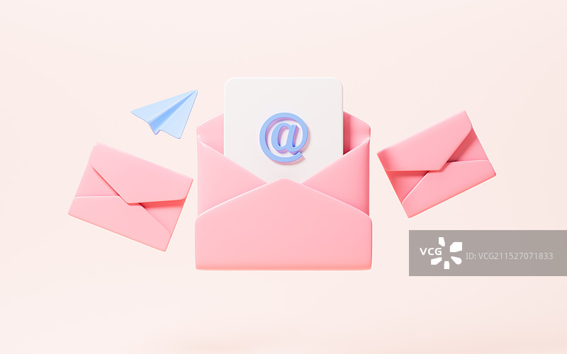 卡通邮件和报告3D渲染图片素材
