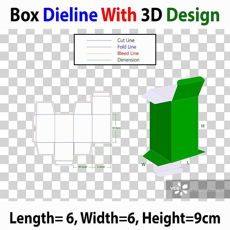 河流折叠端正方形盒6x6x9厘米刀线图片素材