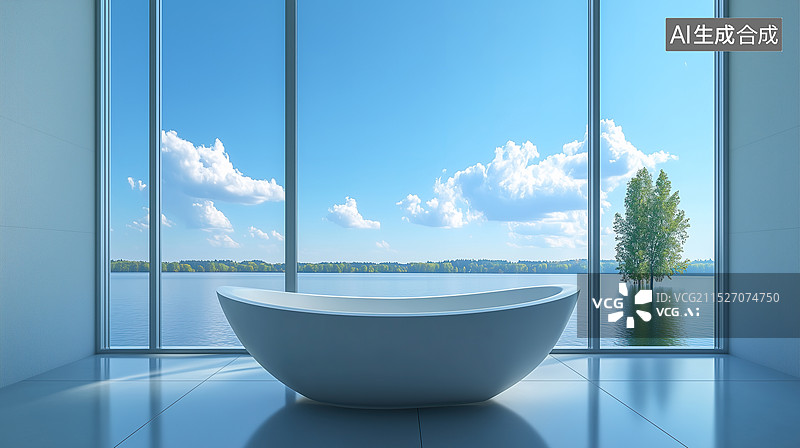 【AI数字艺术】简约现代风格浴室样板房图片素材