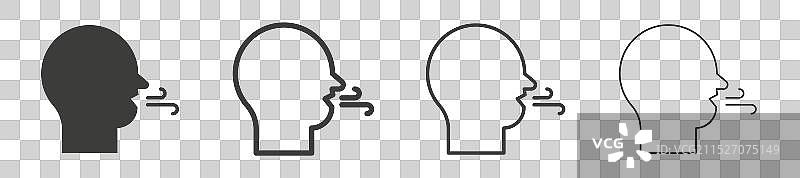 白色背景上的呼吸图标集图片素材