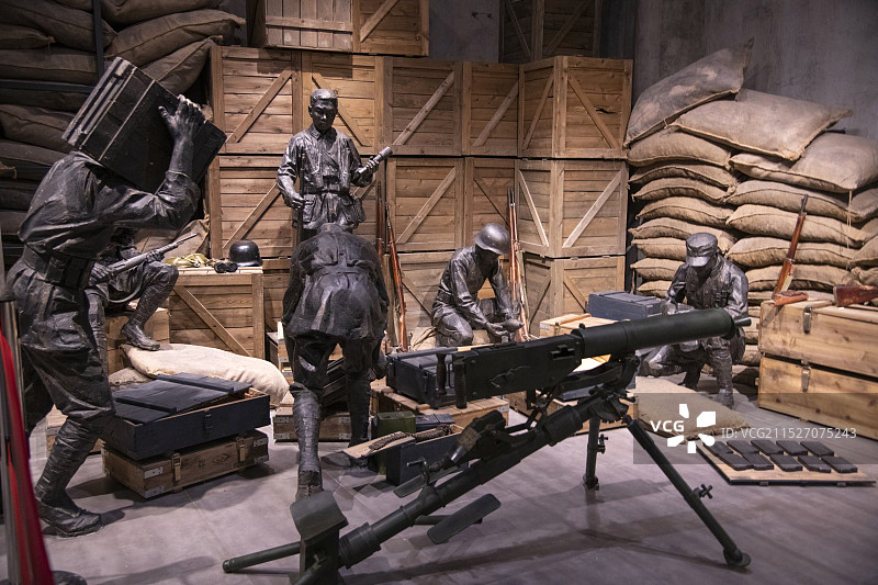 上海四行仓库抗战纪念馆展厅内景陈设图片素材