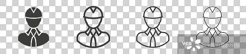 白色背景上的土木工程师图标集图片素材