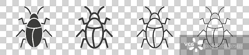 白色背景上的蟑螂图标集图片素材