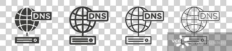 白色背景上的DNS图标集图片素材