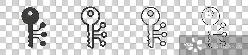 白色背景上的数字钥匙图标集图片素材