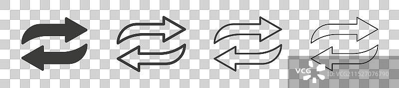 白色背景上的双箭头图标集图片素材