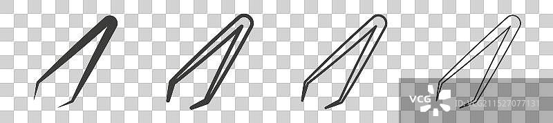 白色背景上的眉毛镊子图标集图片素材