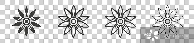 白色背景上的金丝桃图标集图片素材