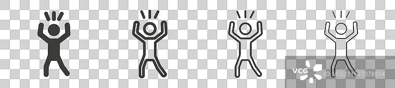 白色背景上恼怒的人类图标集图片素材