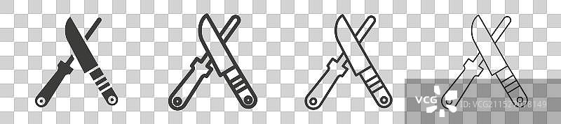 白色背景上的磨刀器图标集图片素材