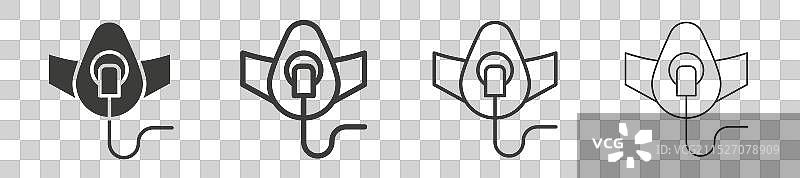 白色背景上的氧气面罩图标集图片素材