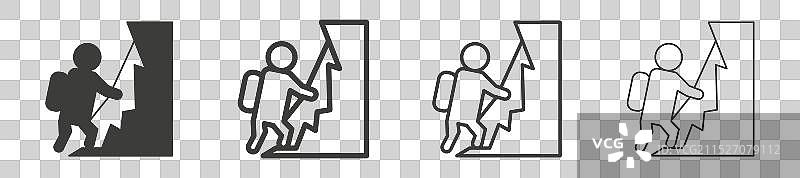 白色背景上的人物攀登图标图片素材