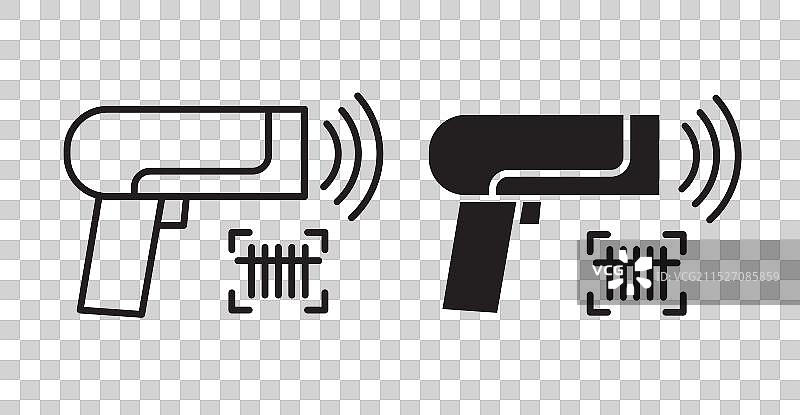 条形码扫描器细线图标集图片素材