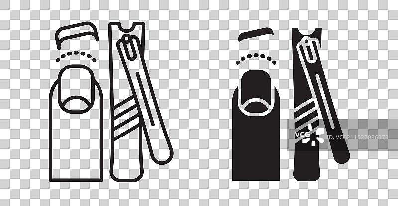 指甲钳和剪指甲黑色细线图标集图片素材