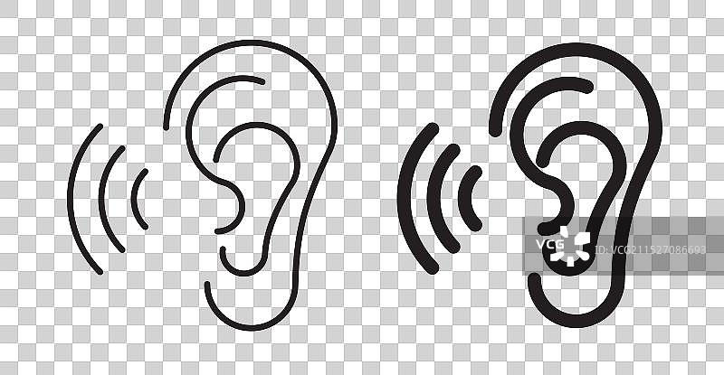 耳朵细线图标集图片素材