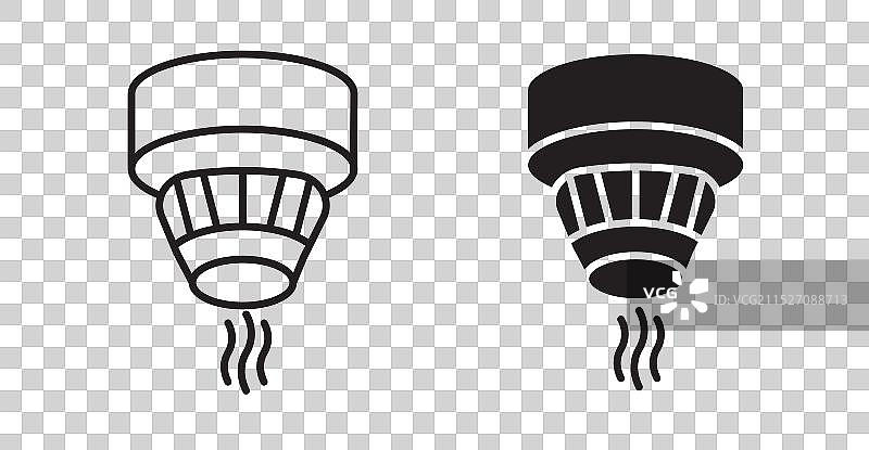 烟雾报警器细线图标集图片素材