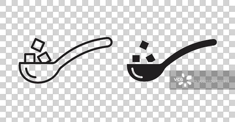 糖块勺子细线图标集图片素材