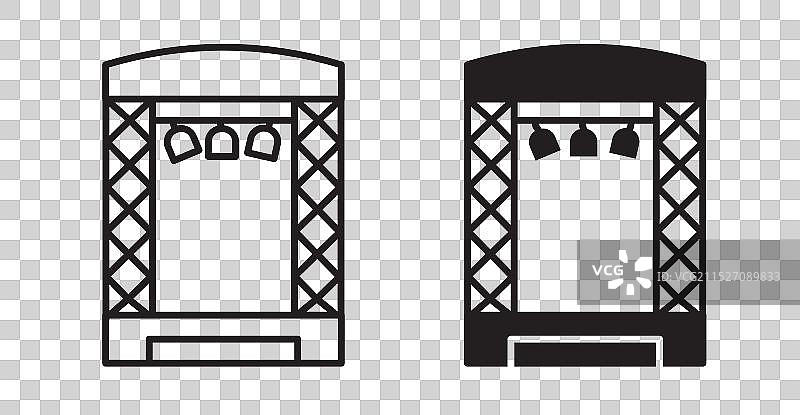 音乐会舞台细线图标集图片素材