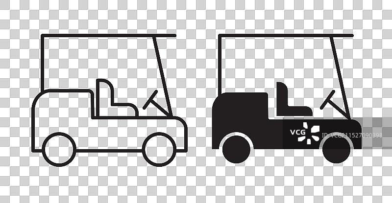 高尔夫球车细线图标集图片素材