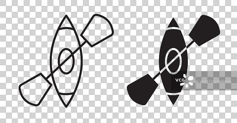 皮划艇桨细线图标集图片素材