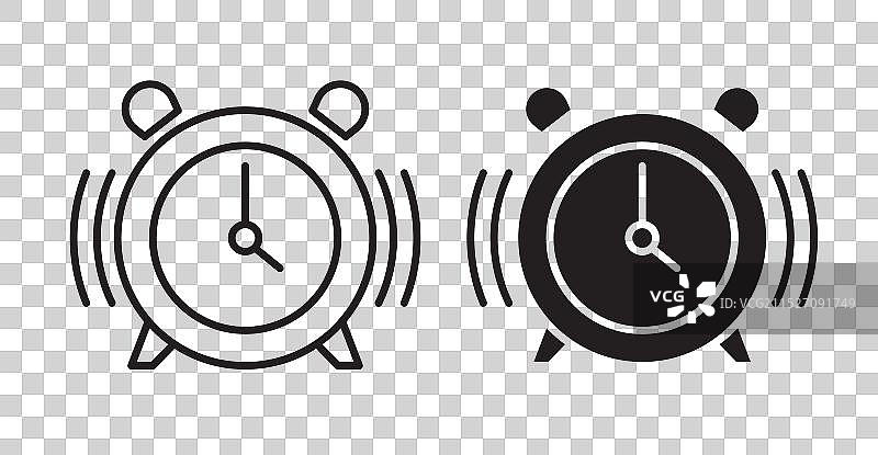 闹钟响铃细线图标集图片素材