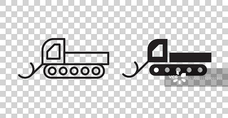 压雪车细线图标集图片素材