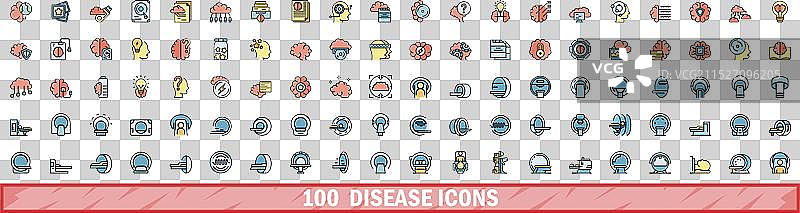 100个彩色线性疾病图标合集图片素材