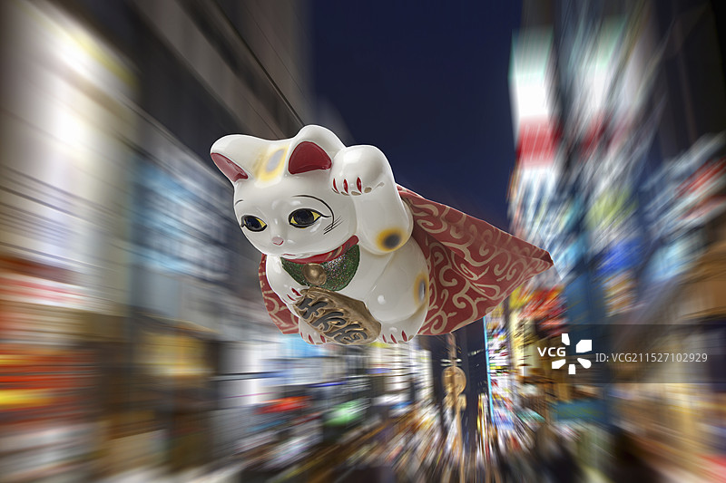 飞翔的招财猫图片素材