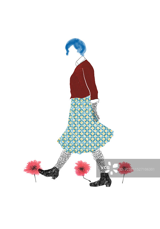 穿着碎花裙的女人图片素材