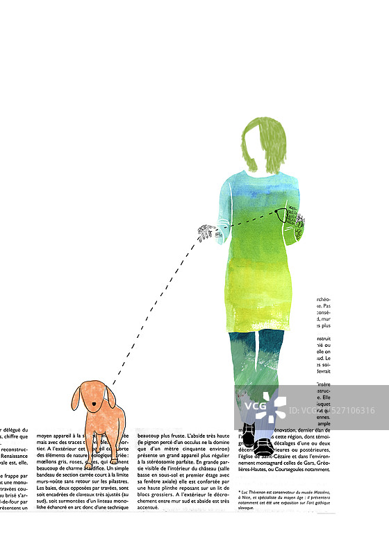 绿头发的女人和狗图片素材