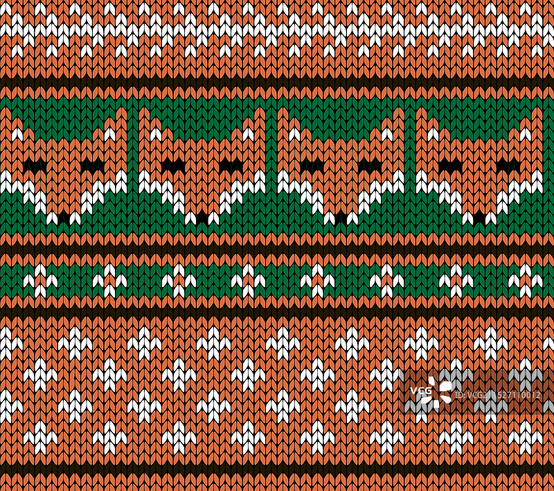 橙色狐狸针织无缝图案图片素材