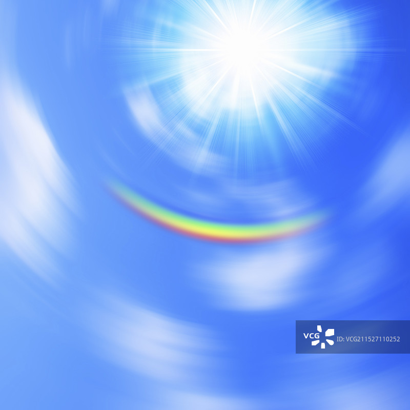 蓝色天空、太阳和彩虹图片素材